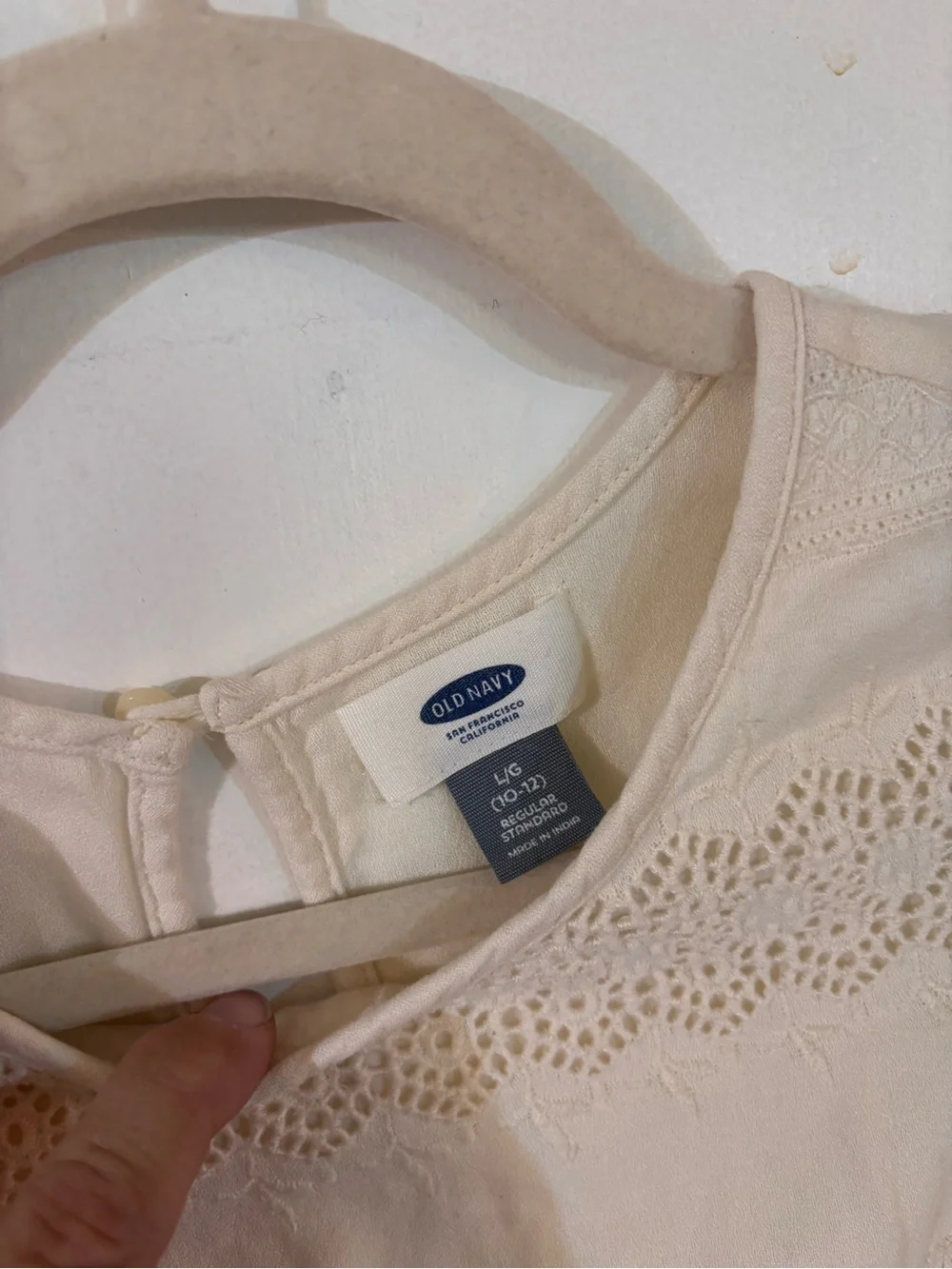 Old Navy Cream Lace-Trim Girls Dress with Tiered Skirt